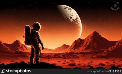 Astronaut With Red dirt on Mars s surface,AI Generated