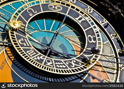 Astronomical clock. detail of the astronomical clock in Prague