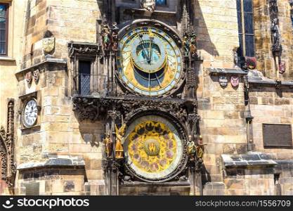 Astronomical Clock in Prague in a beautiful summer day, Czech Republic