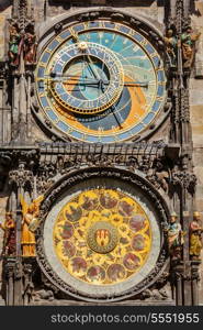 Astronomical clock on Town Hall. Prague, Czech Republic