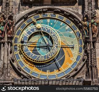 Astronomical clock on Town Hall. Prague, Czech Republic