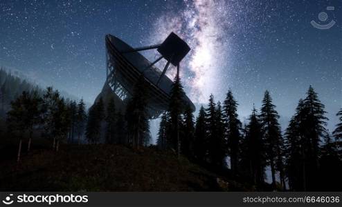 astronomical observatory under the night sky stars. hyperlapse