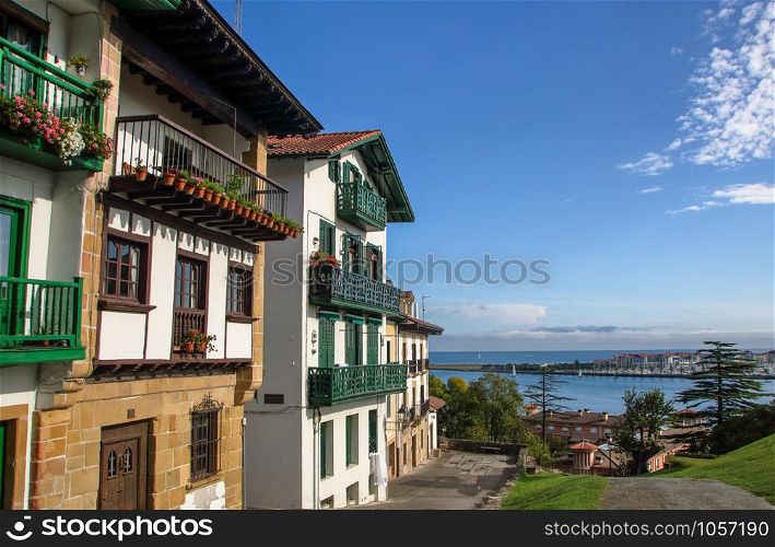 AT HONDARRIBIA, SPAIN - ON 08/27/2017 - Hondarribia, a picturesque village on basque coast of spain