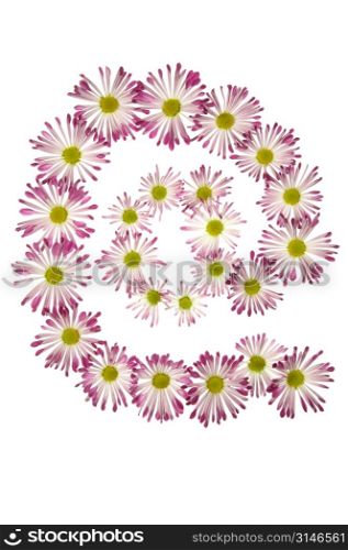 At Sign Made Of Pink And White Daisies