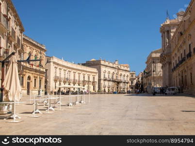 At Syracuse, Italy / On 08/01/22 / historical square of Ortigia, Sicily