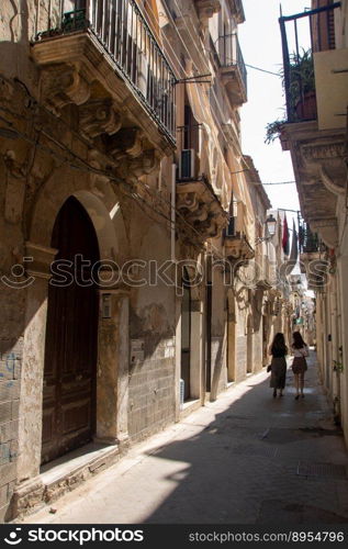 at Syracuse, Italy / On 08/01/22/ street in the old center of Ortigia island,  in Sicily, Italy