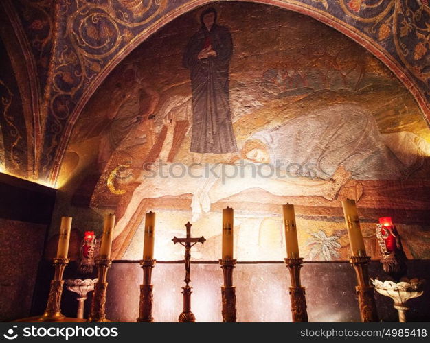 at the Church of the Holy Sepulchre. located near calvery