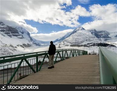 Athabasca Glacier at Columbia Icefield Parkway in Jasper National Park in Alberta, Canada
