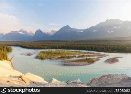 Athabasca River in Jasper National Park,Canada