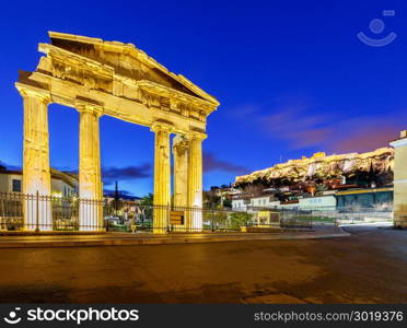 Athens. Roman forum.. The historical ruins of the Roman Forum and the tower of the winds. Athens. Greece.