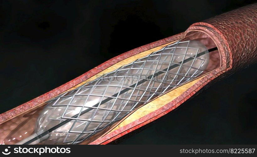 Atherosc≤rosis is a disease in which plaque builds up inside your arteries. 3D illustration. Coronary atherosc≤rosis disease