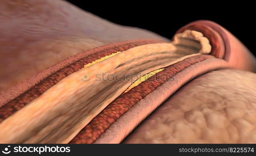 Atherosclerosis is a disease in which plaque builds up inside your arteries. 3D illustration. Coronary atherosclerosis disease