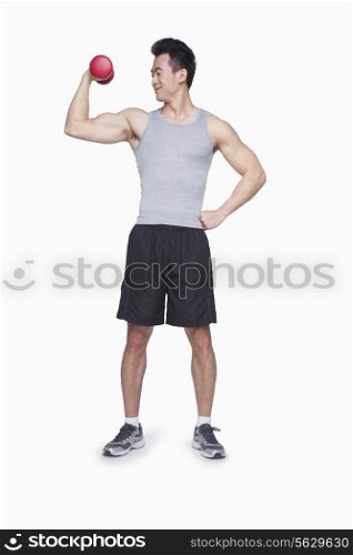 Athlete lifting dumbbell