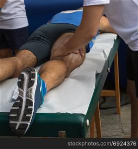 Athlete&rsquo;s Muscles Massage after Sport Workout