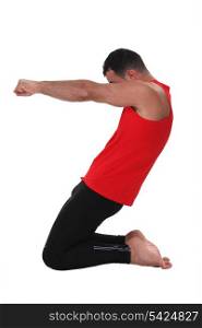 athlete stretching