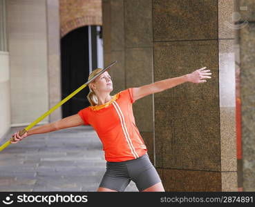 Athlete Throwing Javelin in Arcade