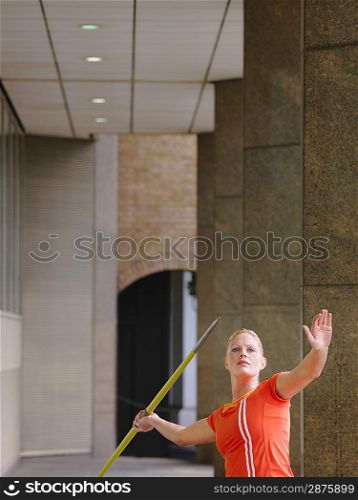 Athlete Throwing Javelin in Arcade