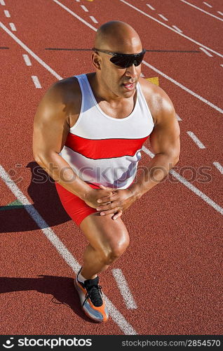 Athlete warming up before run