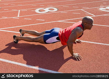 Athlete warming up before run