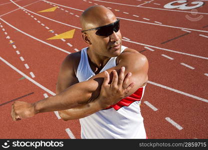 Athlete warming up before run