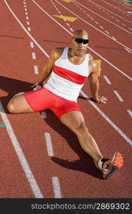 Athlete warming up before run