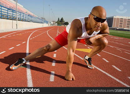 Athlete warming up before run