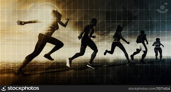 Athletes Running and Athlete Training for a Marathon. Athletes Running