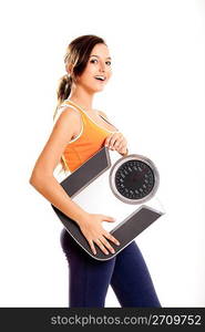 Athletic girl with a scale