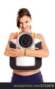 Athletic girl with a scale