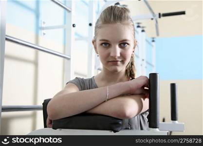athletic teen girl in gym