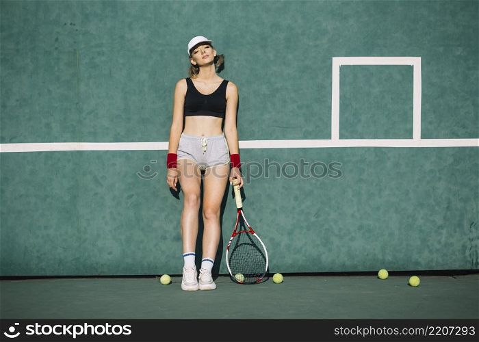 athletic woman sportswear tennis court