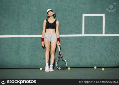 athletic woman sportswear tennis court