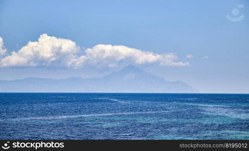 Athos mountain far away silhouette