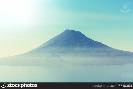 Atitlan lake. Beautiful lake Atitlan and volcanos in the highlands of Guatemala, Central America