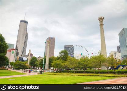 ATLANTA - AUGUST 29: Centennial Olympic park with people on August 29, 2015 in Atlanta, GA.