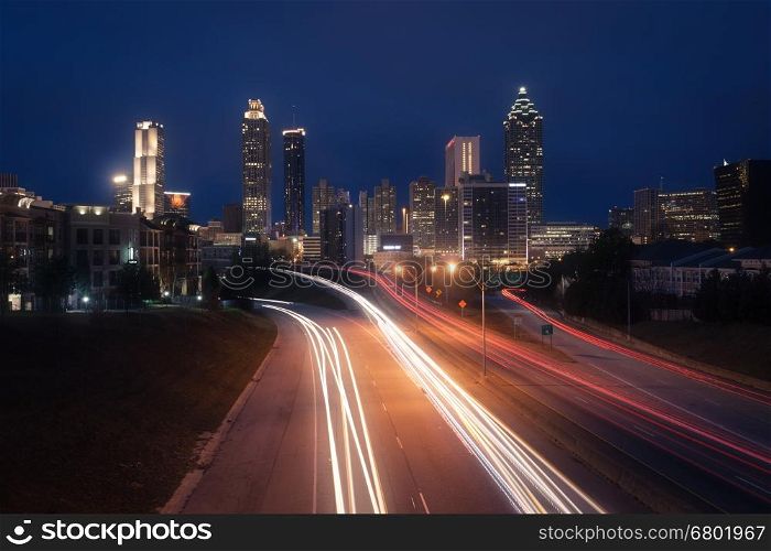 Atlanta city night skyline, Georgia, USA