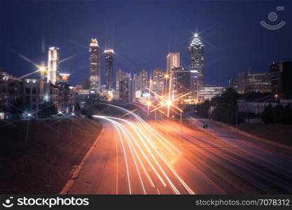 Atlanta city night skyline, Georgia, USA