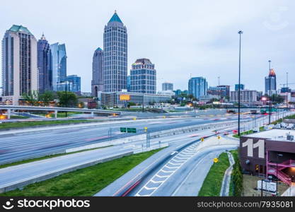 atlanta georgia city skyline on cloudy day