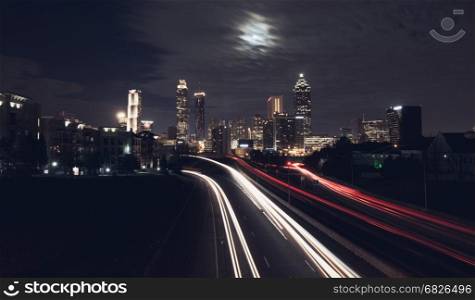 Atlanta night city skyline, Georgia, USA