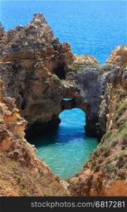 Atlantic coast and rocky arch of Ponta da Piedade (Lagos, Algarve, Portugal).