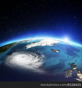 Atlantic cyclone. 3D rendering. Atlantic cyclone. Elements of this image furnished by NASA. 3D rendering. Atlantic cyclone. 3D rendering