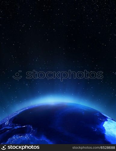 Atlantic ocean at night 3d rendering. Atlantic ocean at night. Elements of this image furnished by NASA 3d rendering. Atlantic ocean at night 3d rendering