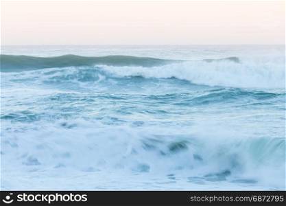 Atlantic ocean big waves. Stormy seascape