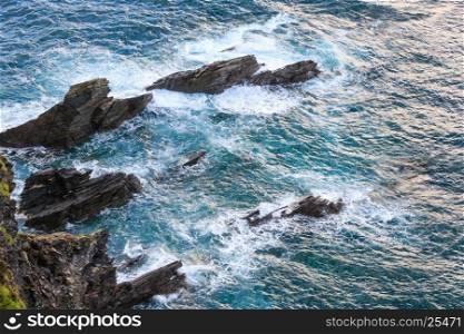Atlantic ocean rocky coast (near Luarca, Asturias, Spain).