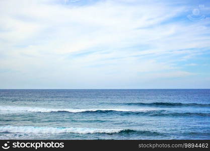 Atlantic ocean. Soft surf and cloudy sky. Seascape