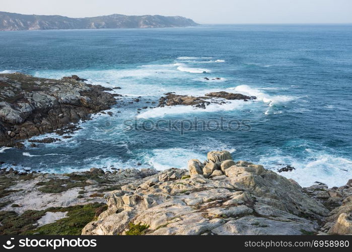 Atlantic ocean summer rocky coastline view in Spain, Europe. Beautiful natural summer vacation travel landscape