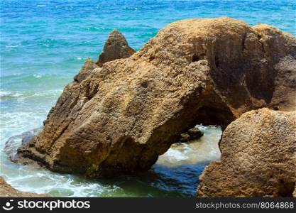 Atlantic rocky coast view (Albufeira outskirts, Algarve, Portugal).