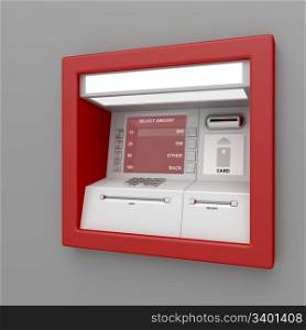 ATM machine on gray wall
