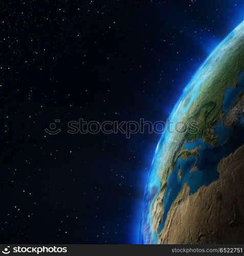 Atmosphere from space 3d rendering. Atmosphere from space. Elements of this image furnished by NASA 3d rendering. Atmosphere from space 3d rendering