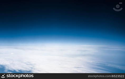 Atmosphere space air sky and clouds. Atmosphere space air sky and clouds. Weather planet Earth background. Atmosphere space air sky and clouds